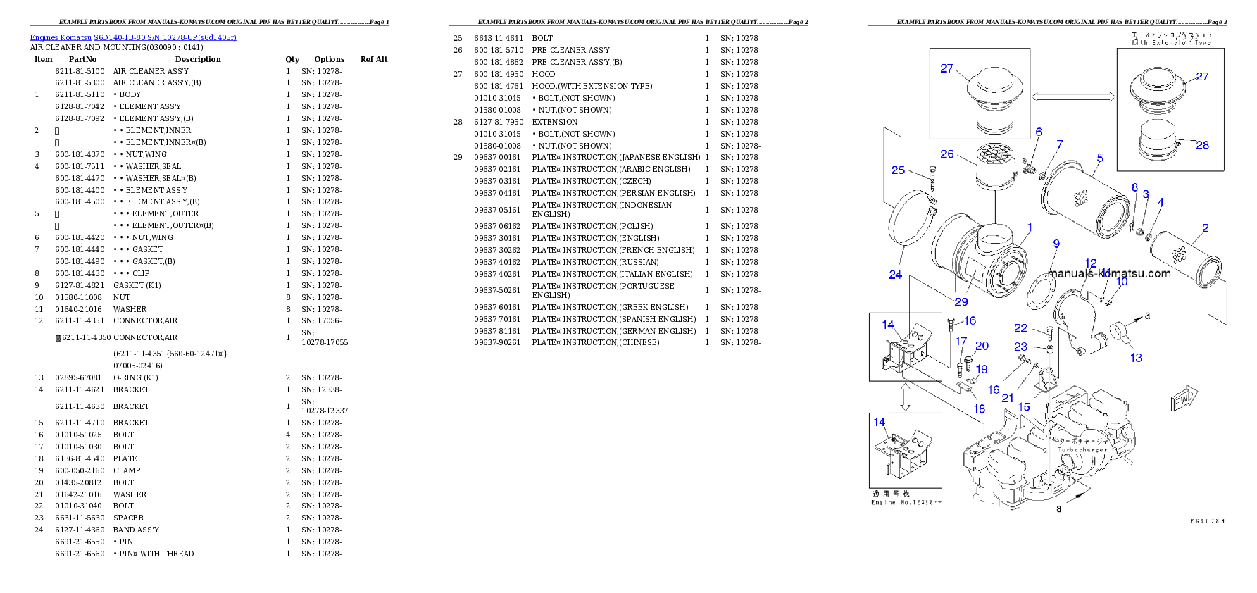 Protected: S6D140-1B-80 S/N 10278-UP Partsbook