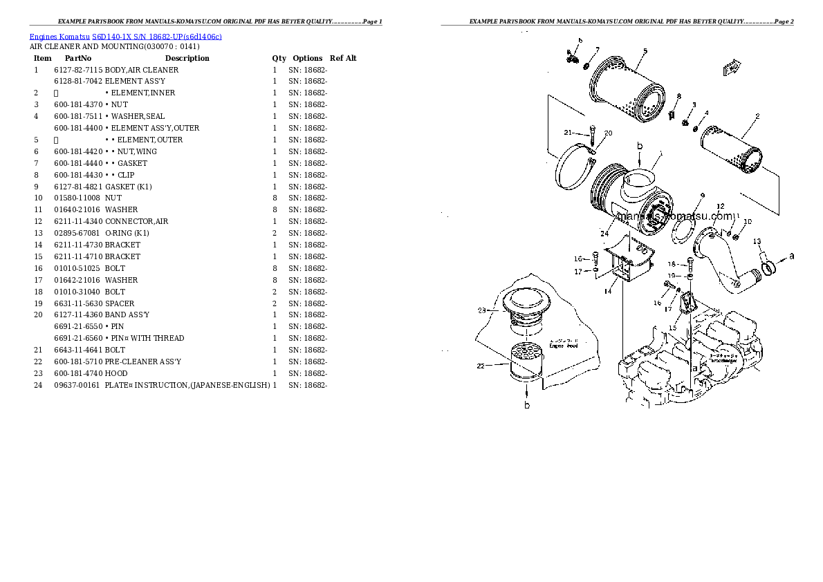 Protected: S6D140-1X S/N 18682-UP Partsbook
