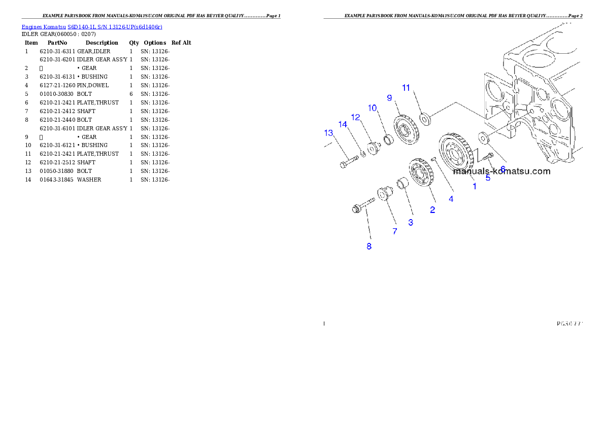 Protected: S6D140-1L S/N 13126-UP Partsbook