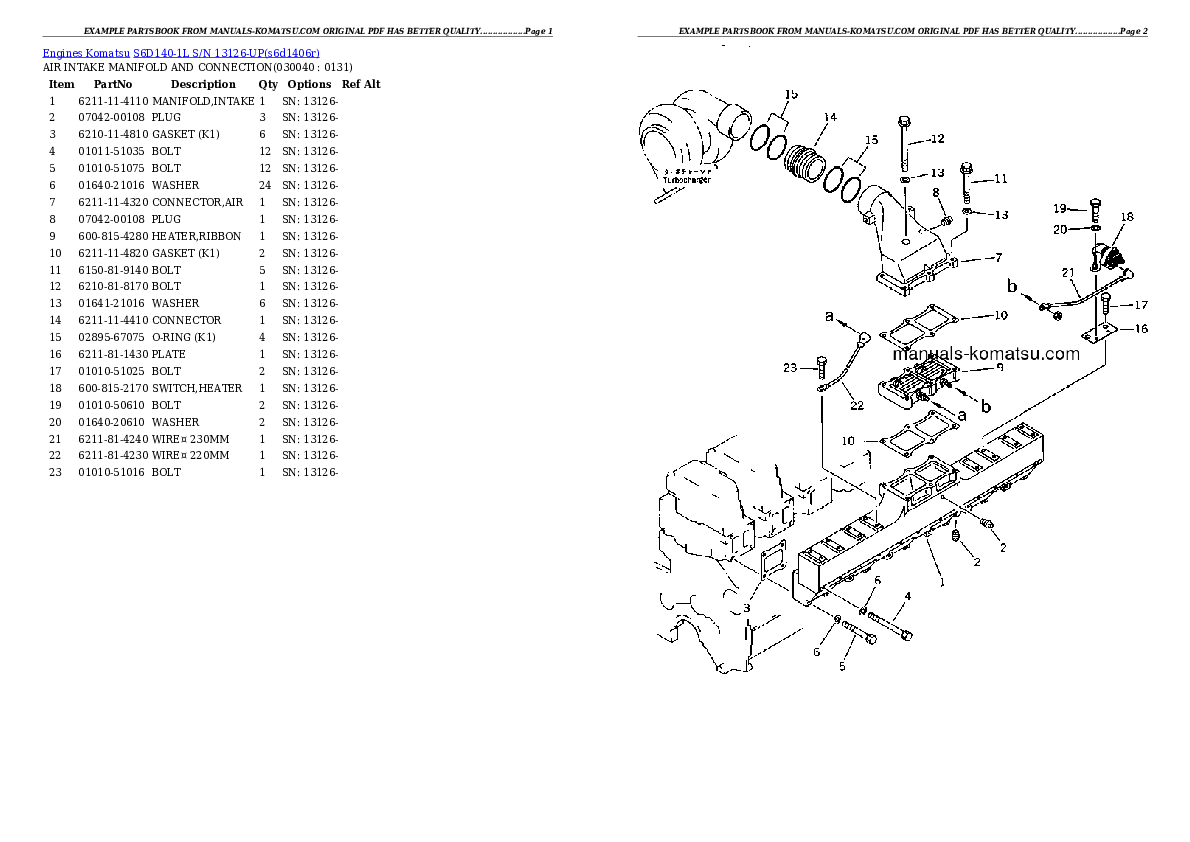 Protected: S6D140-1L S/N 13126-UP Partsbook