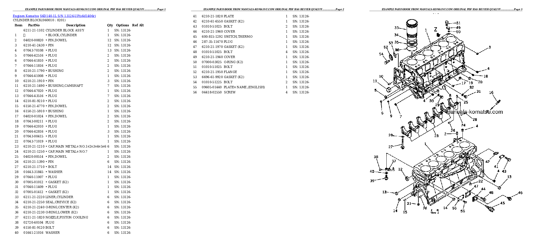 Protected: S6D140-1L S/N 13126-UP Partsbook