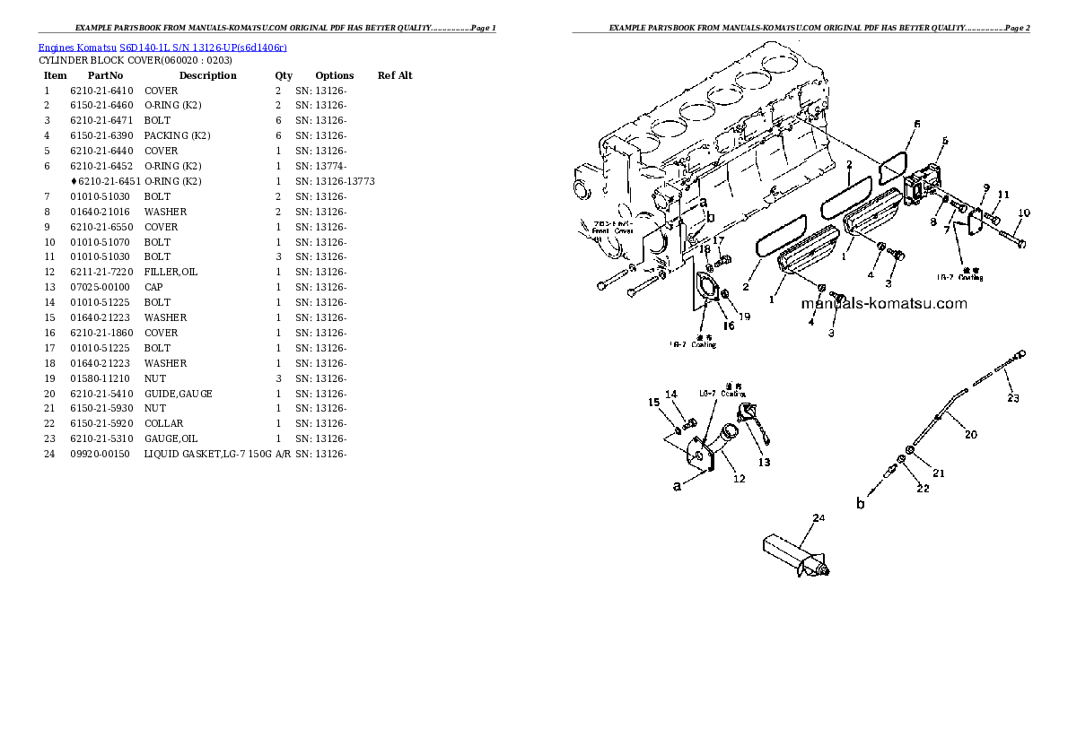 Protected: S6D140-1L S/N 13126-UP Partsbook