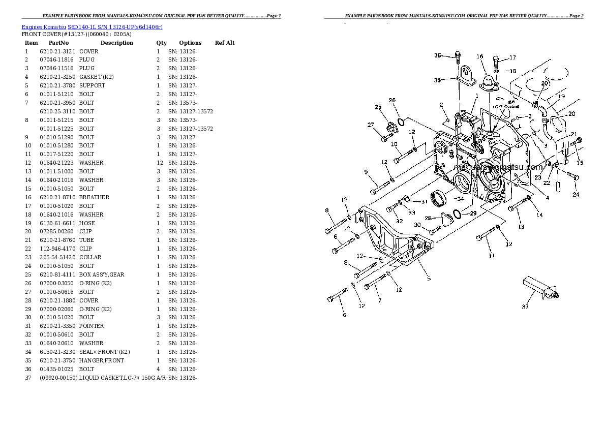 Protected: S6D140-1L S/N 13126-UP Partsbook