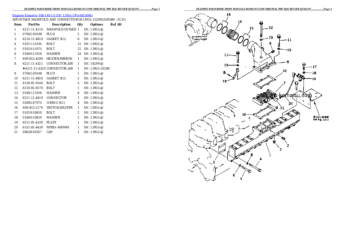 Protected: S6D140-1Q S/N 13955-UP Partsbook