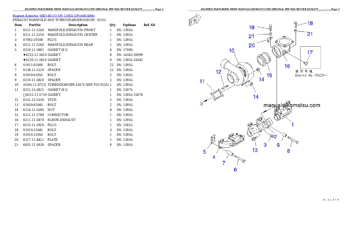 Protected: S6D140-1Q S/N 13955-UP Partsbook