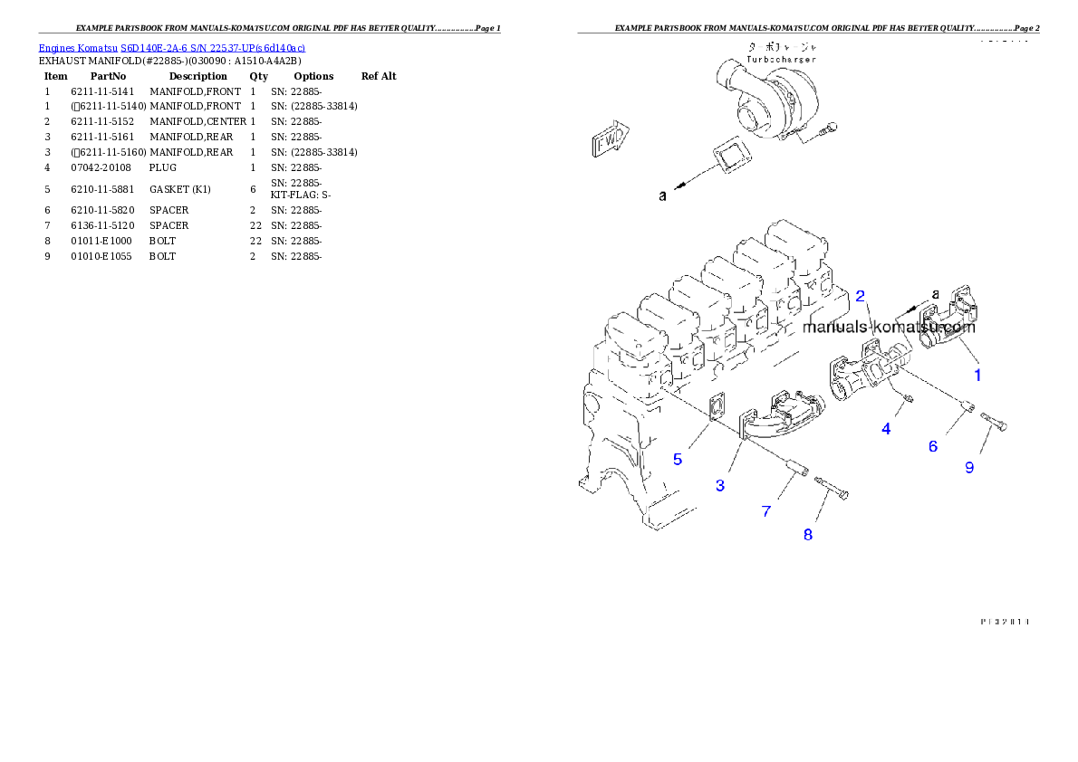 Protected: S6D140E-2A-6 S/N 22537-UP Partsbook