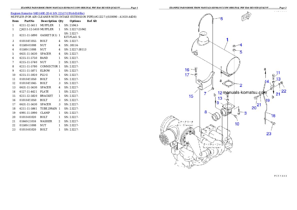 Protected: S6D140E-2D-6 S/N 22537-UP Partsbook