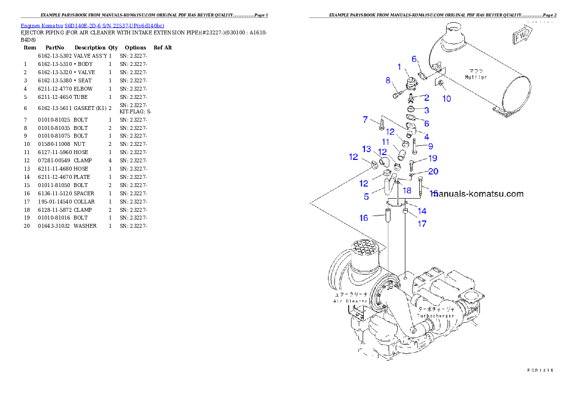 Protected: S6D140E-2D-6 S/N 22537-UP Partsbook