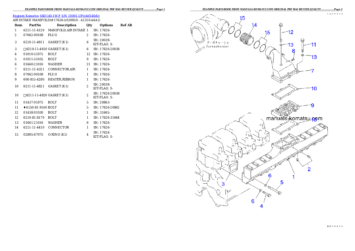 Protected: S6D140-1W-F S/N 10001-UP Partsbook
