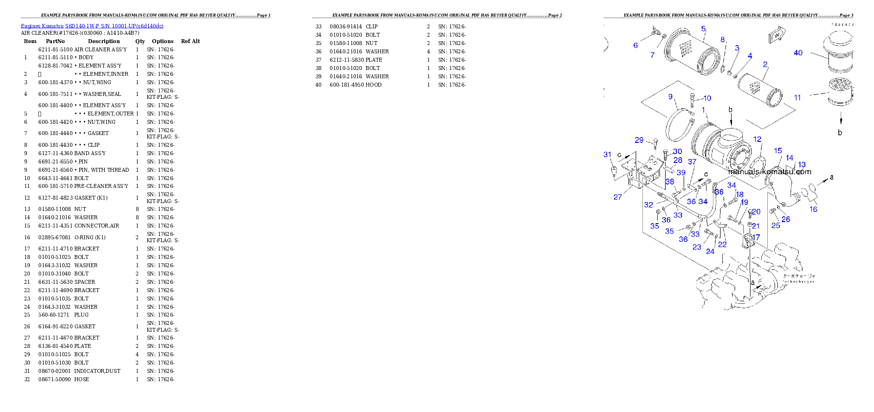 Protected: S6D140-1W-F S/N 10001-UP Partsbook