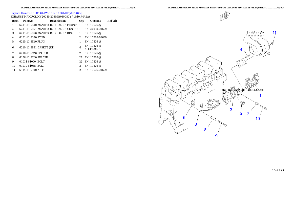 Protected: S6D140-1W-F S/N 10001-UP Partsbook