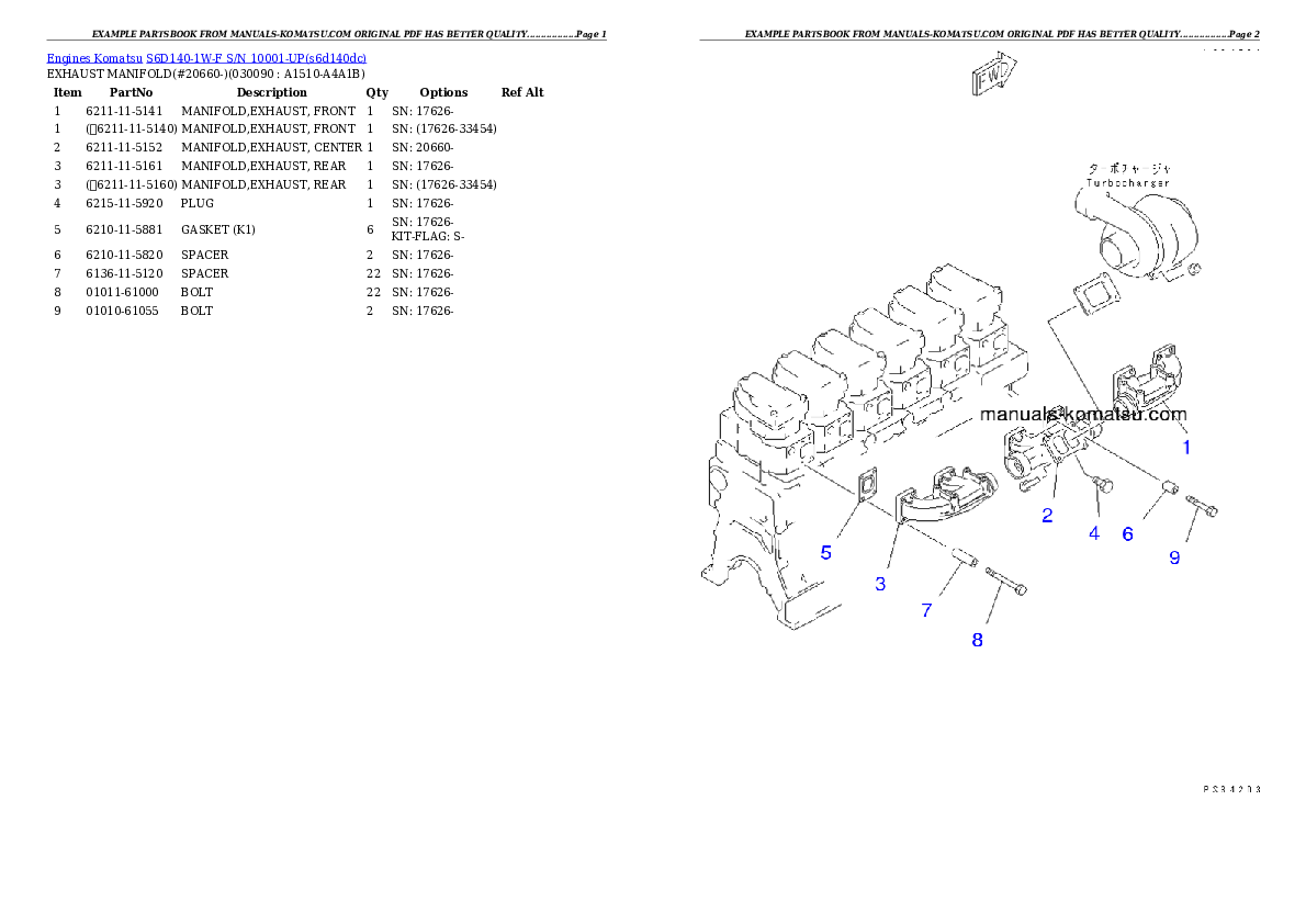 Protected: S6D140-1W-F S/N 10001-UP Partsbook