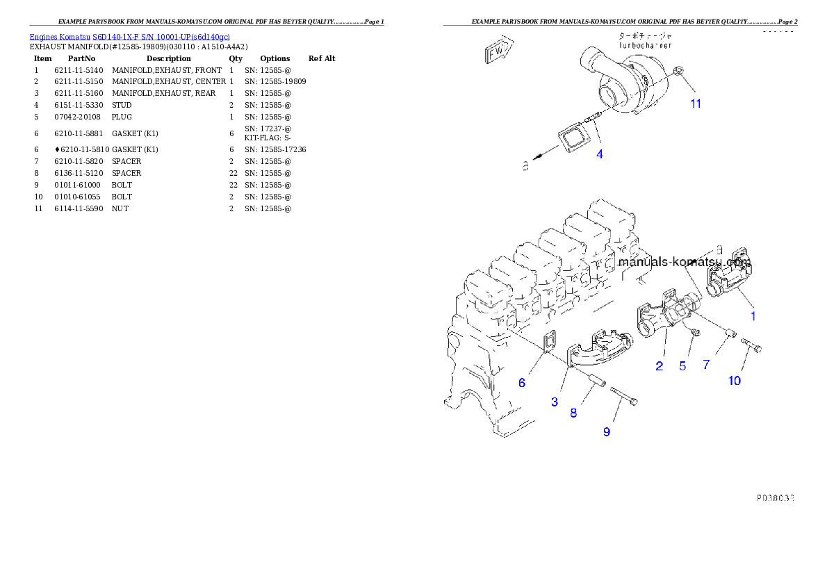 Protected: S6D140-1X-F S/N 10001-UP Partsbook