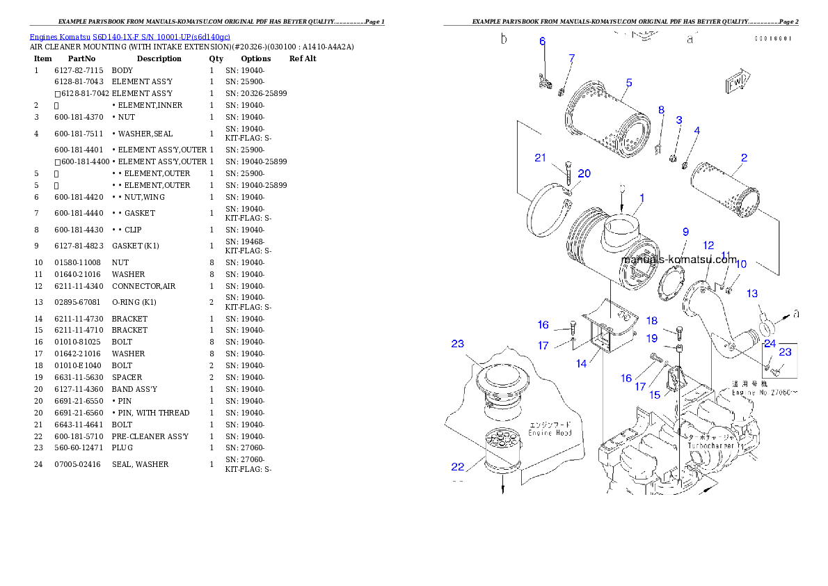 Protected: S6D140-1X-F S/N 10001-UP Partsbook