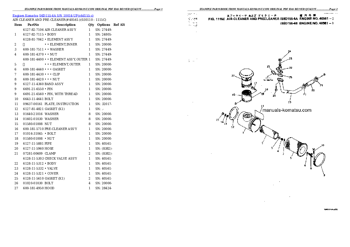 Protected: S6D155-4A S/N 10014-UP Partsbook