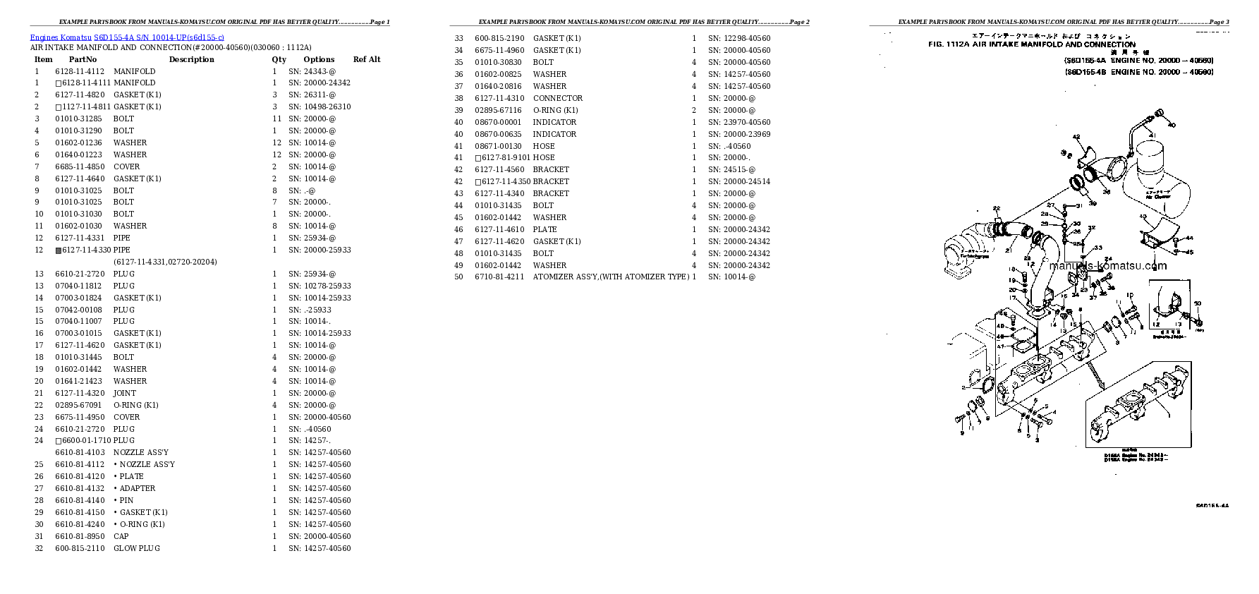 Protected: S6D155-4A S/N 10014-UP Partsbook