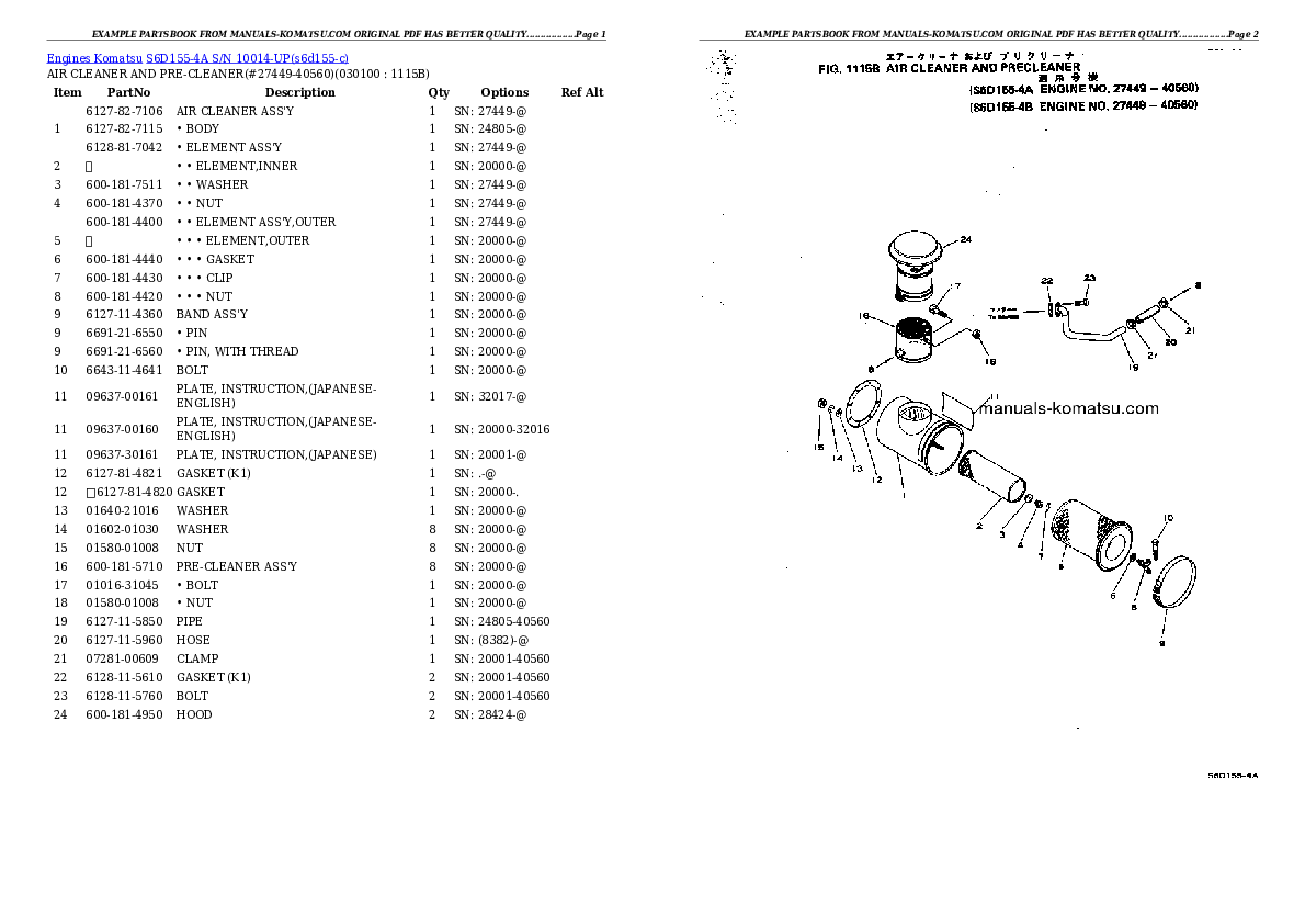 Protected: S6D155-4A S/N 10014-UP Partsbook