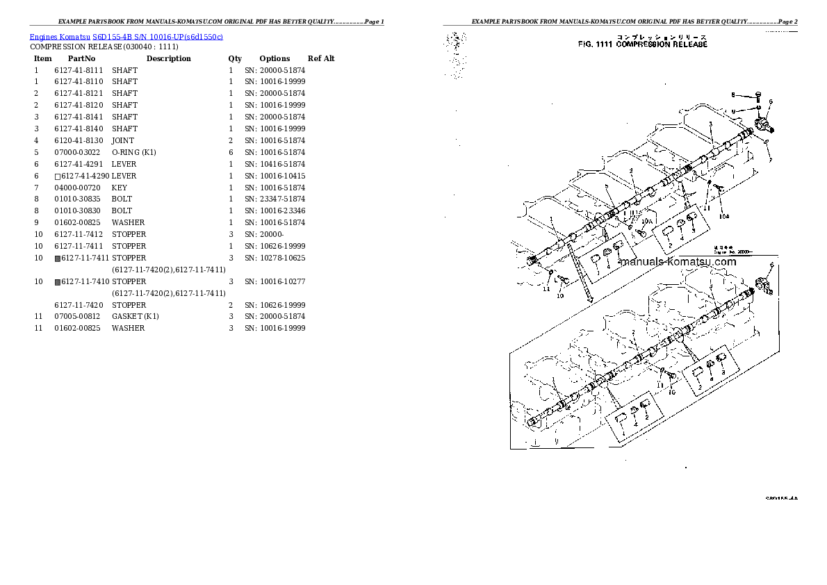 Protected: S6D155-4B S/N 10016-UP Partsbook
