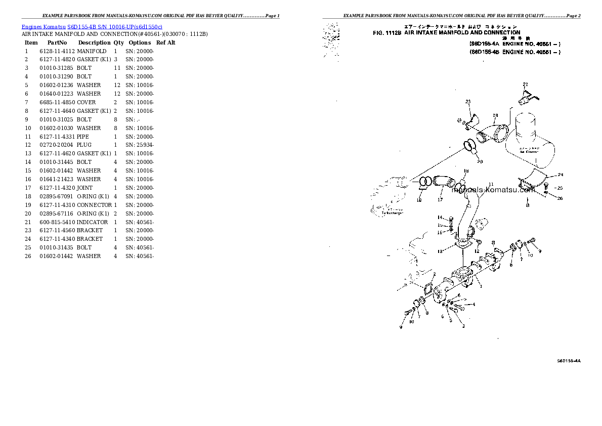Protected: S6D155-4B S/N 10016-UP Partsbook