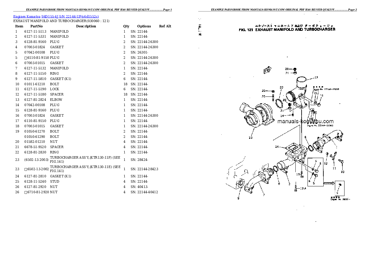 Protected: S6D155-4J S/N 22144-UP Partsbook