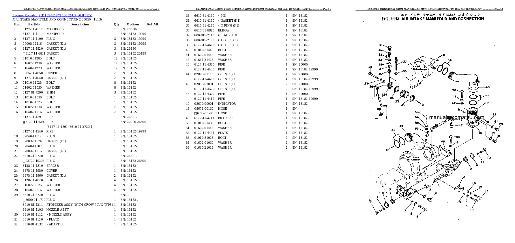 Protected: S6D155-4E S/N 15182-UP Partsbook