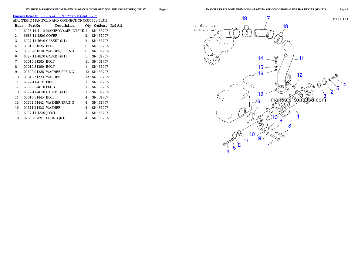 Protected: S6D155-4S S/N 52707-UP Partsbook