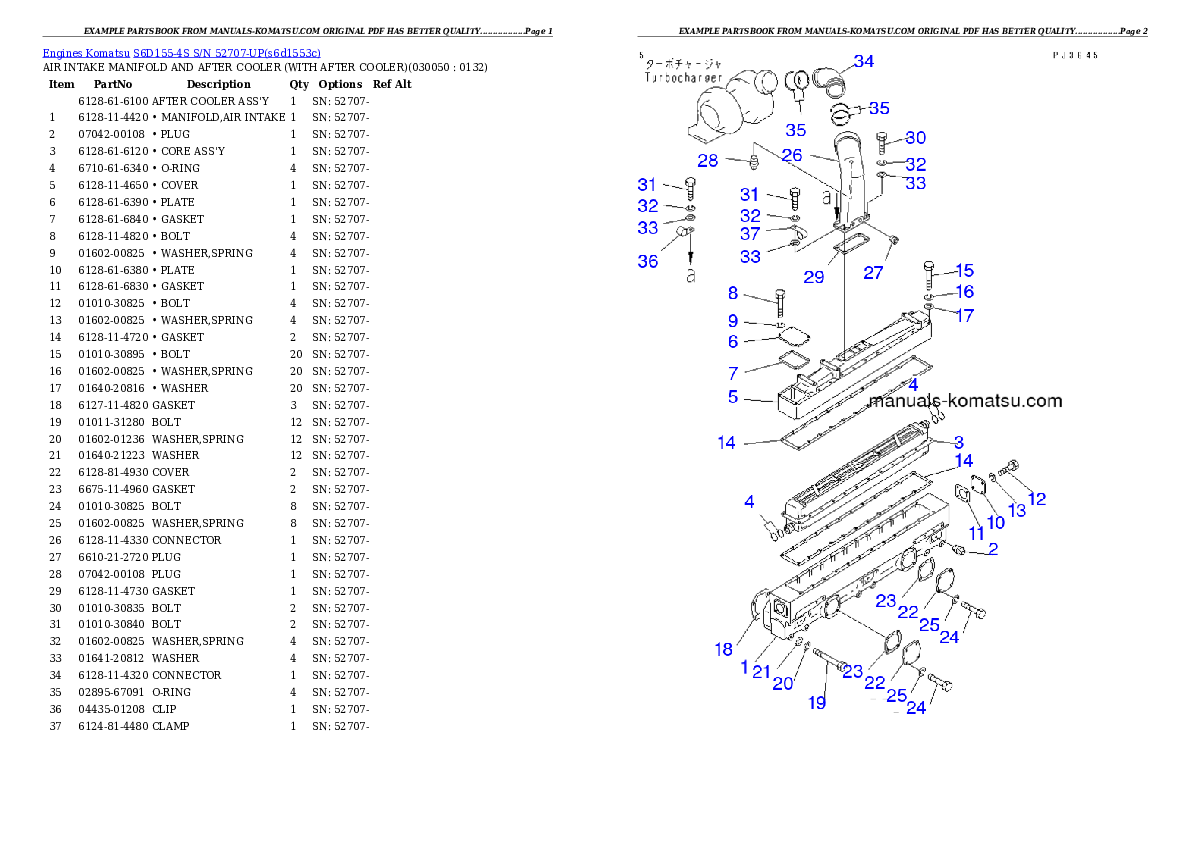 Protected: S6D155-4S S/N 52707-UP Partsbook