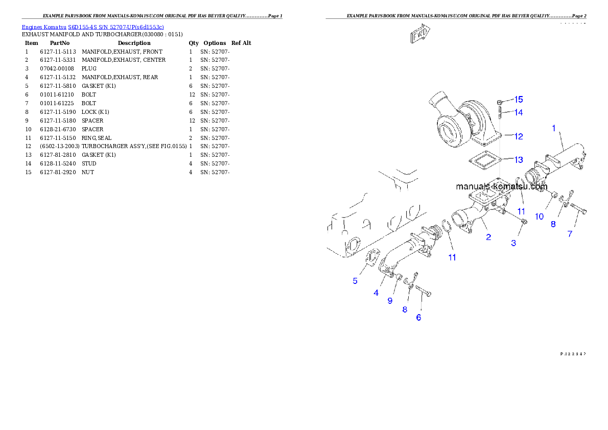 Protected: S6D155-4S S/N 52707-UP Partsbook