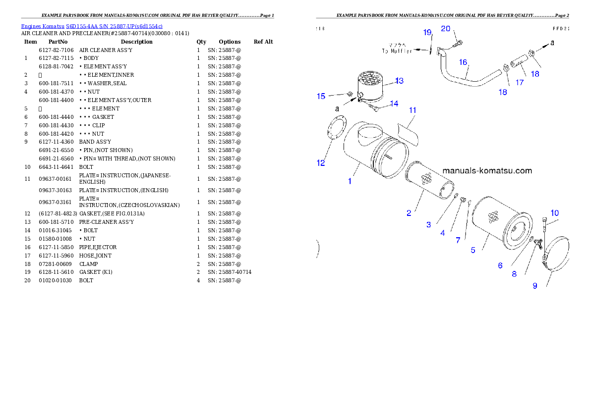 Protected: S6D155-4AA S/N 25887-UP Partsbook