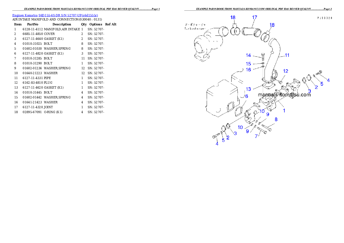 Protected: S6D155-4S-DR S/N 52707-UP Partsbook