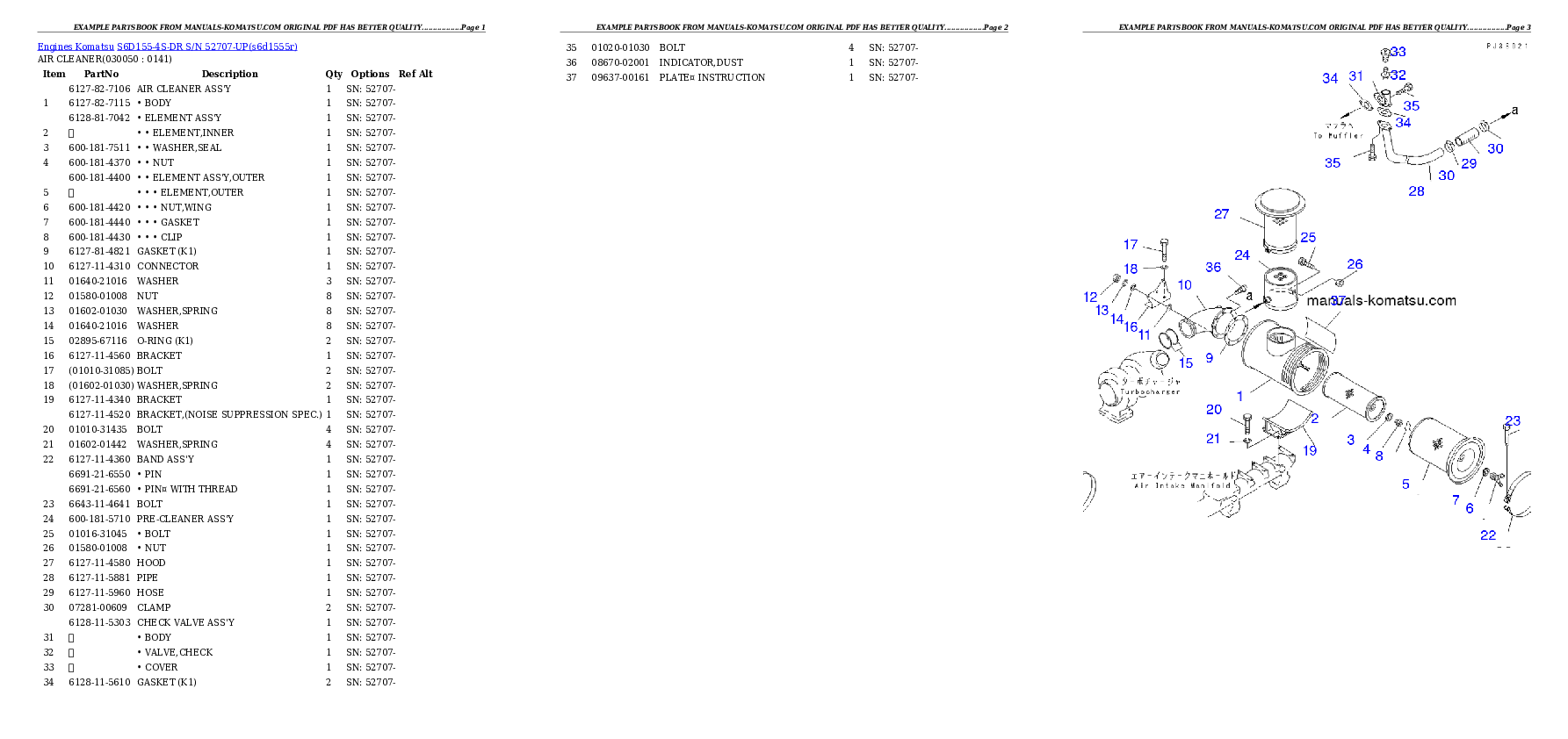 Protected: S6D155-4S-DR S/N 52707-UP Partsbook
