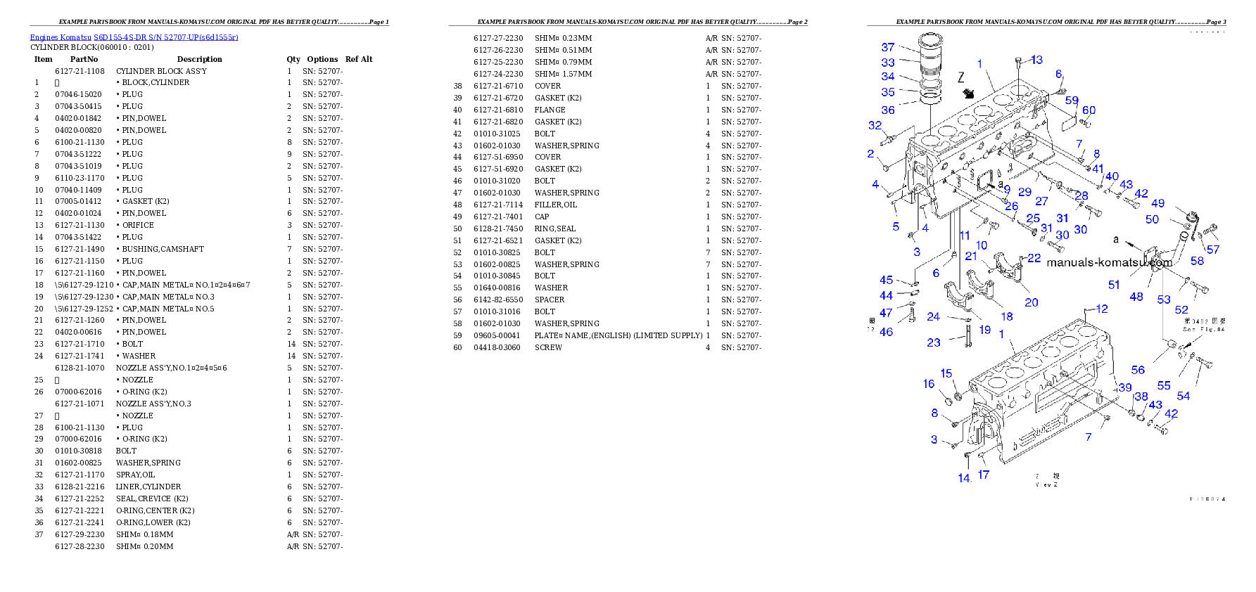 Protected: S6D155-4S-DR S/N 52707-UP Partsbook