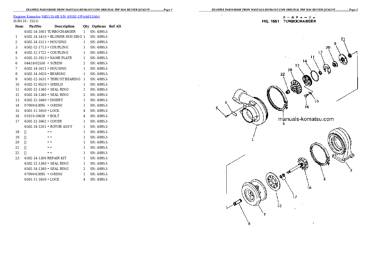 Protected: S6D155-4R S/N 49181-UP Partsbook