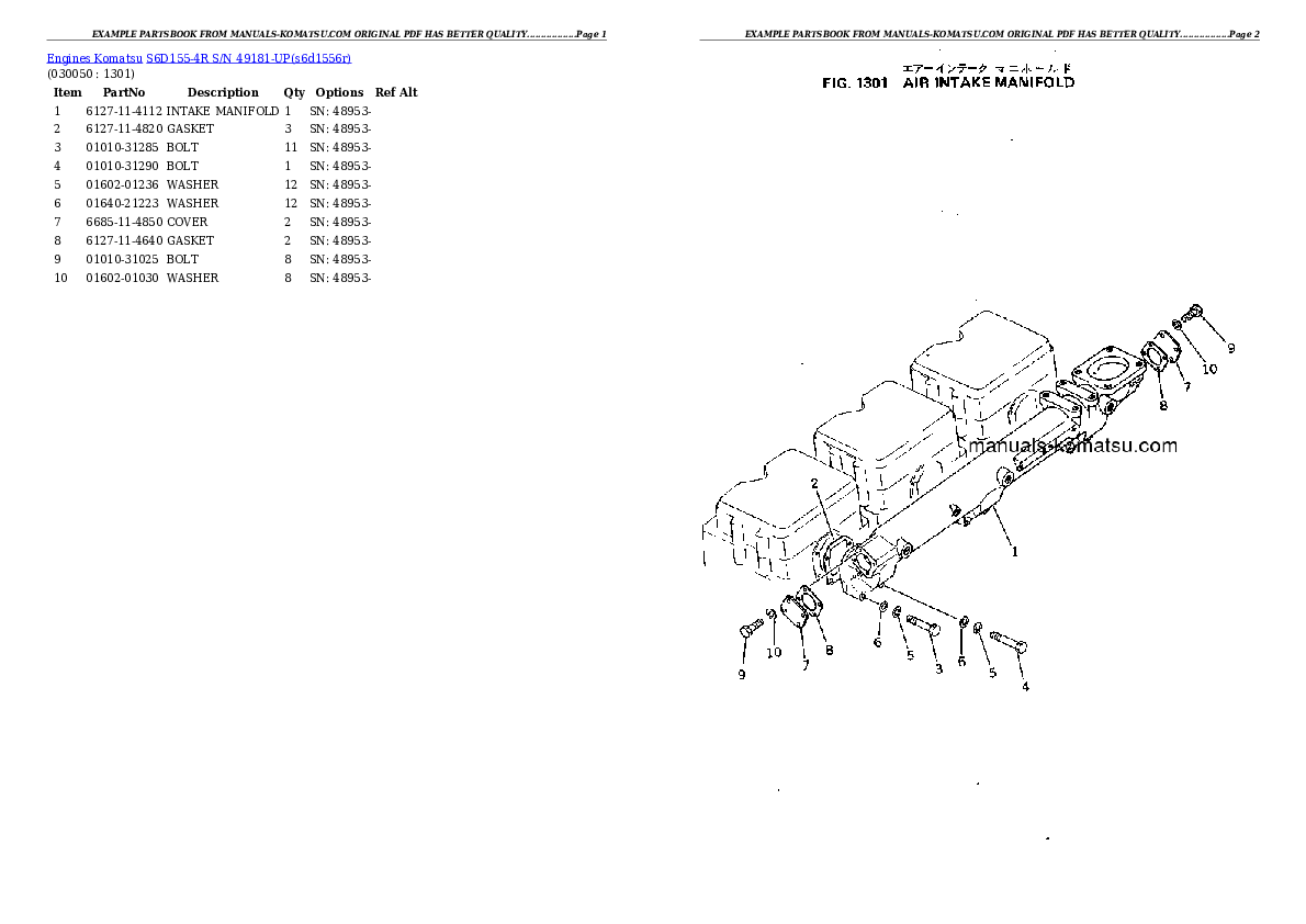 Protected: S6D155-4R S/N 49181-UP Partsbook