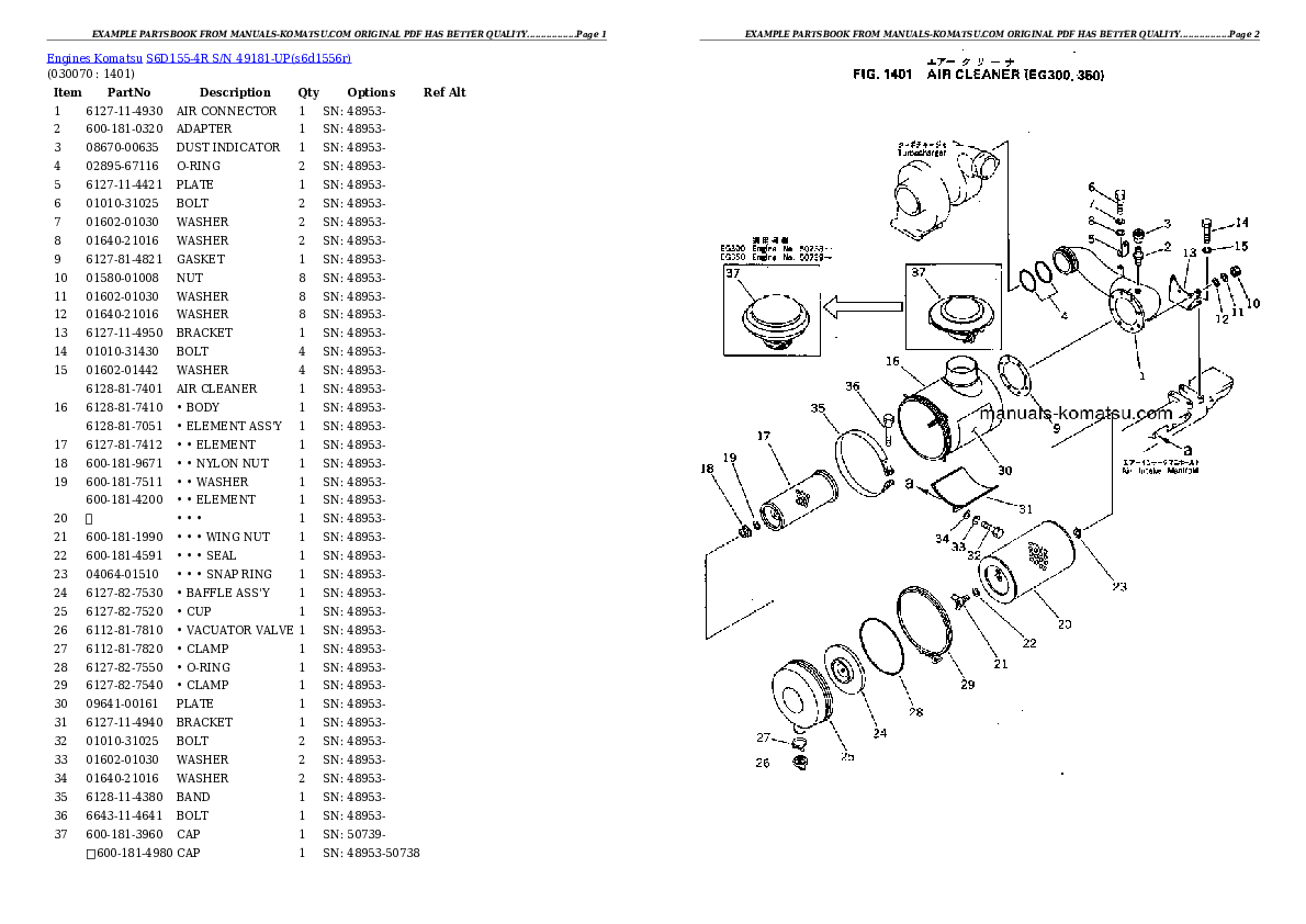 Protected: S6D155-4R S/N 49181-UP Partsbook