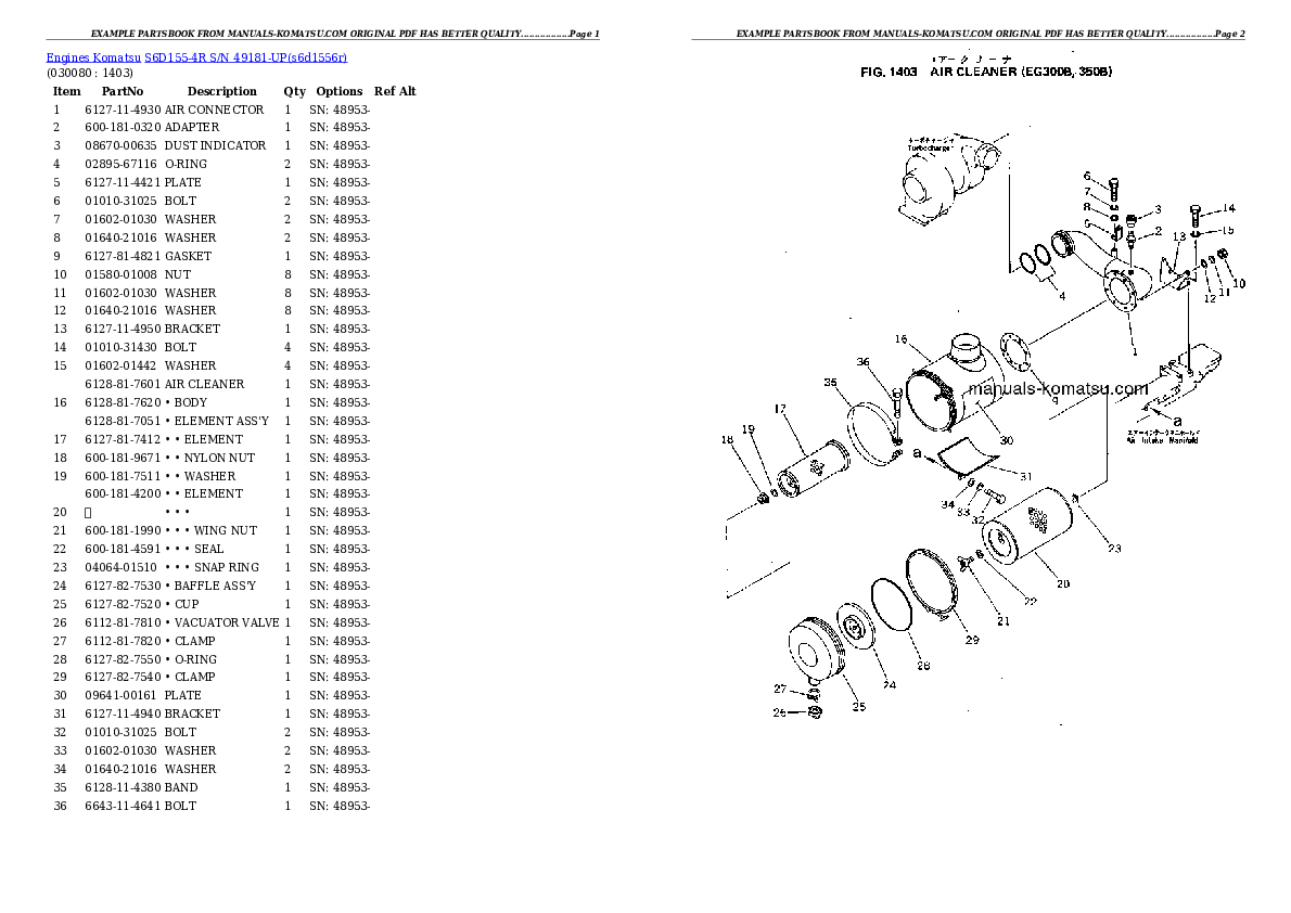 Protected: S6D155-4R S/N 49181-UP Partsbook