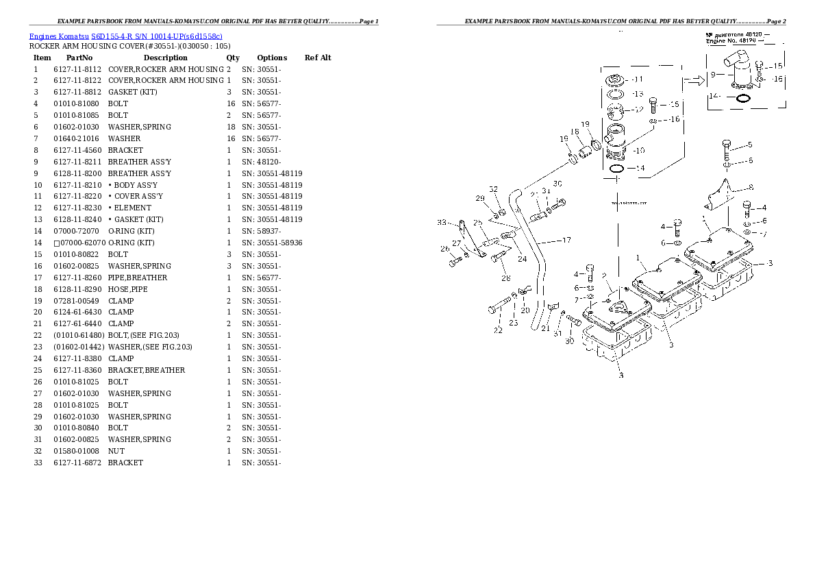 Protected: S6D155-4-R S/N 10014-UP Partsbook