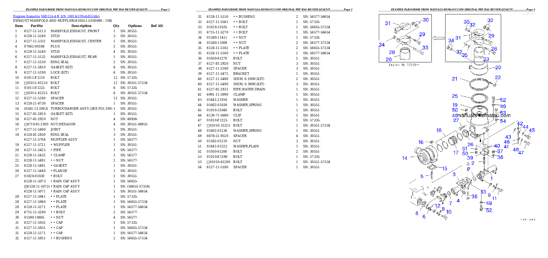 Protected: S6D155-4-R S/N 10014-UP Partsbook