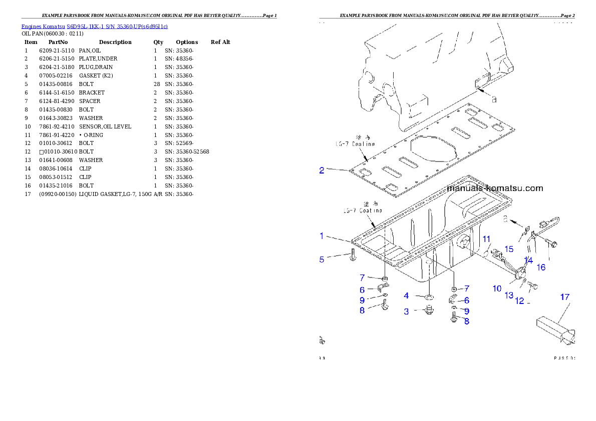 Protected: S6D95L-1KK-1 S/N 35360-UP Partsbook