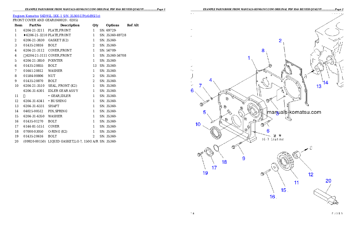Protected: S6D95L-1KK-1 S/N 35360-UP Partsbook