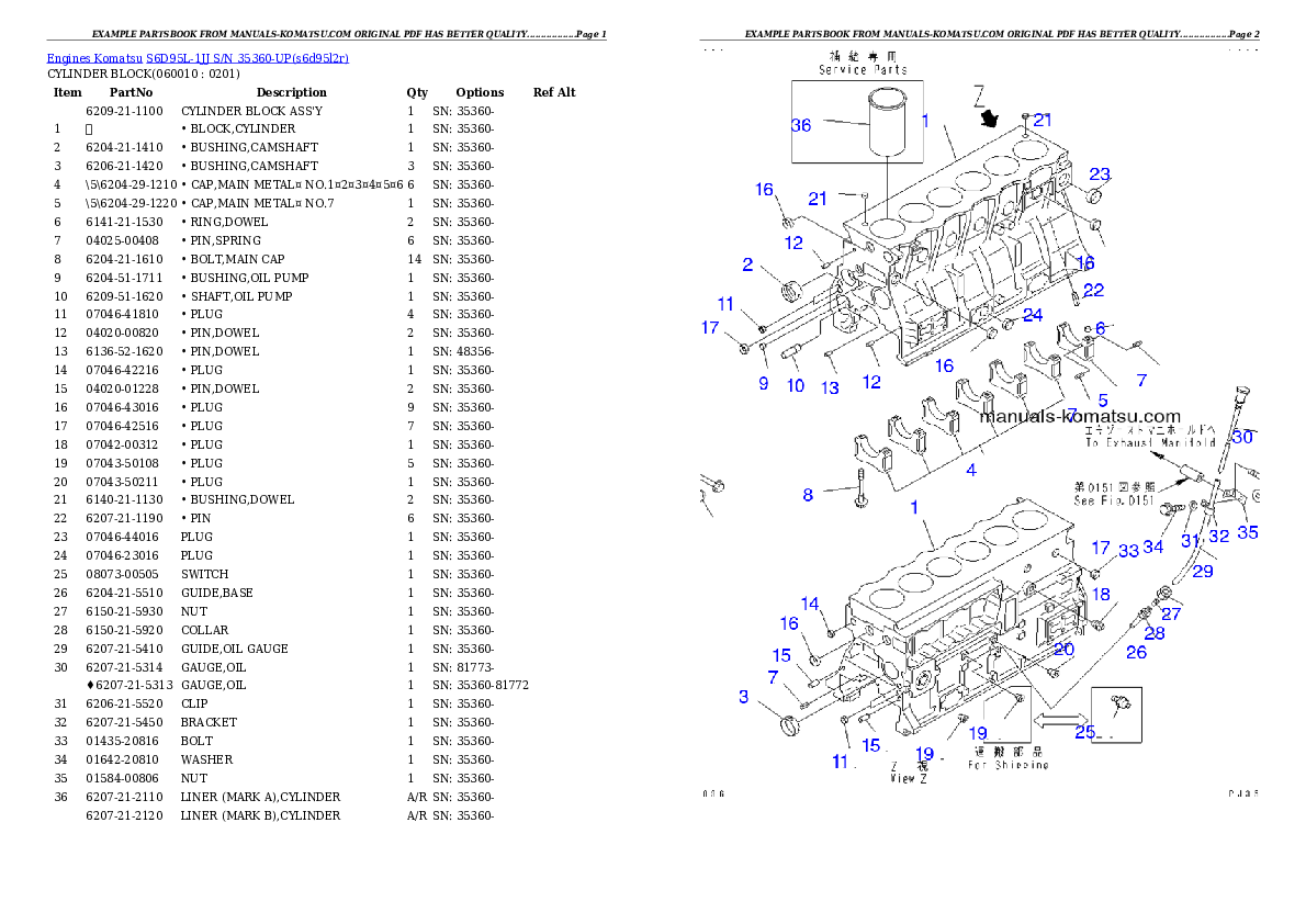 Protected: S6D95L-1JJ S/N 35360-UP Partsbook