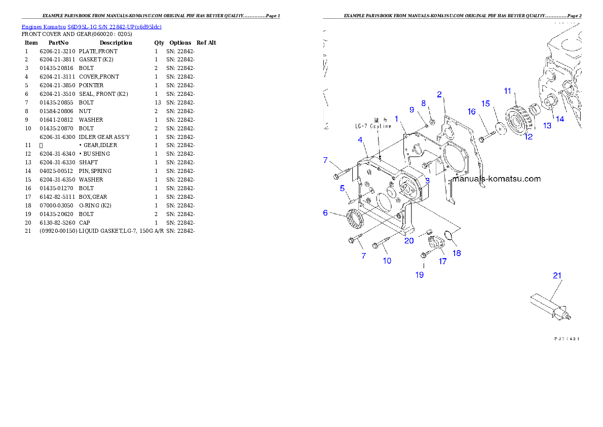 Protected: S6D95L-1G S/N 22842-UP Partsbook