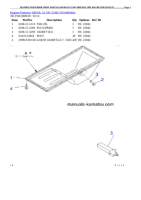 Protected: S6D95L-1G S/N 22842-UP Partsbook