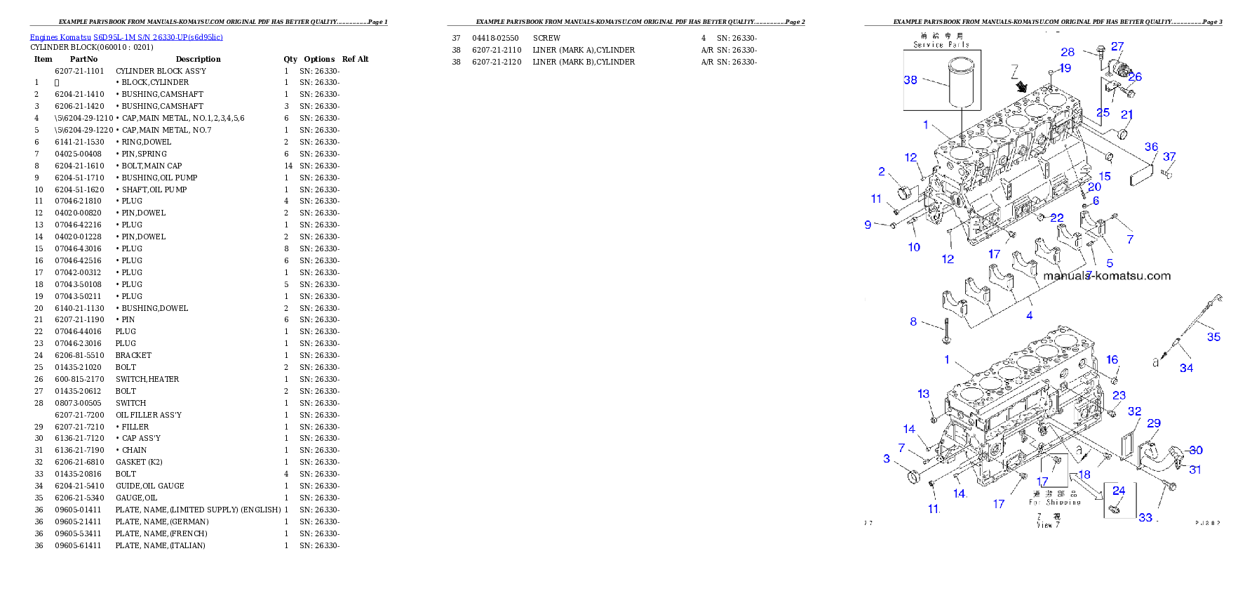 Protected: S6D95L-1M S/N 26330-UP Partsbook