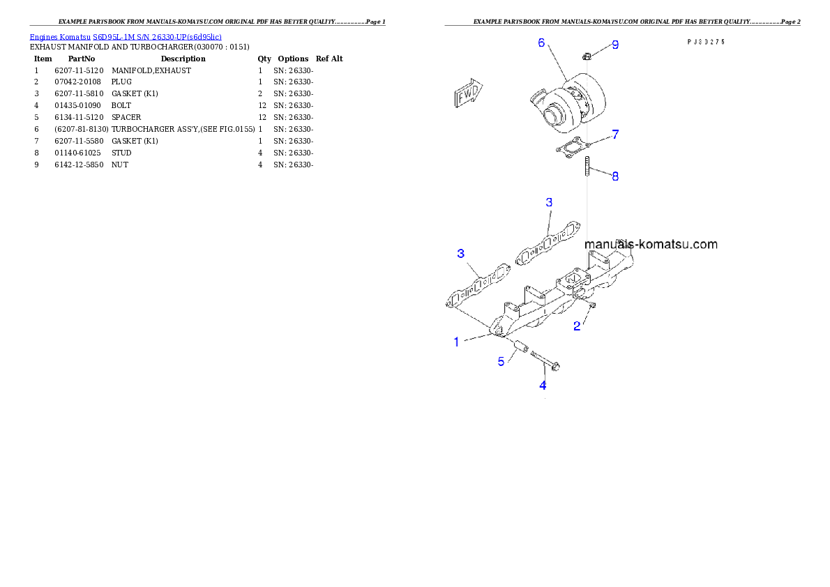 Protected: S6D95L-1M S/N 26330-UP Partsbook