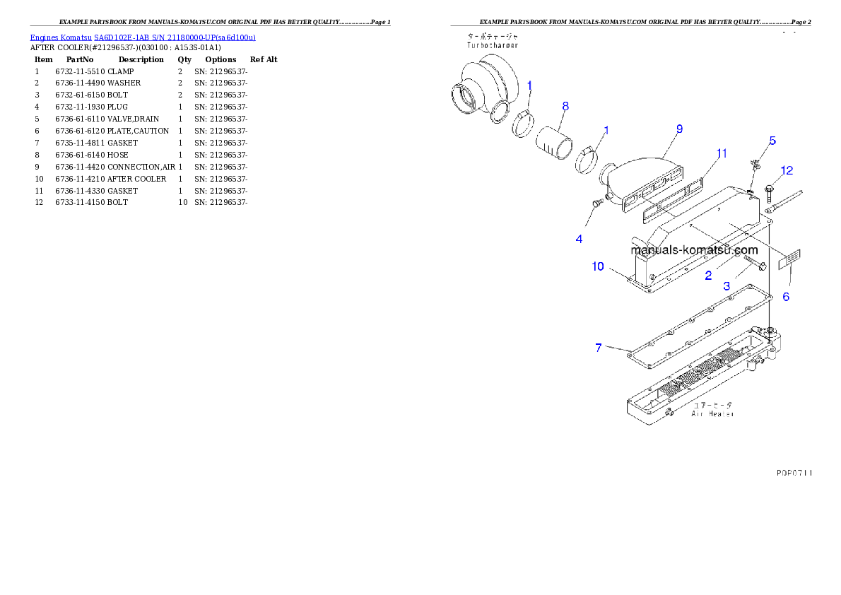Protected: SA6D102E-1AB S/N 21180000-UP Partsbook