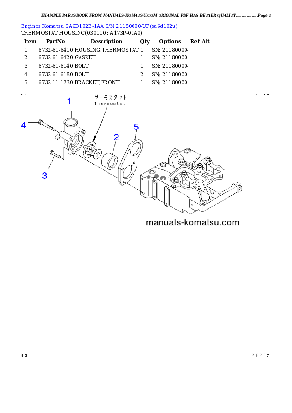 Protected: SA6D102E-1AA S/N 21180000-UP Partsbook
