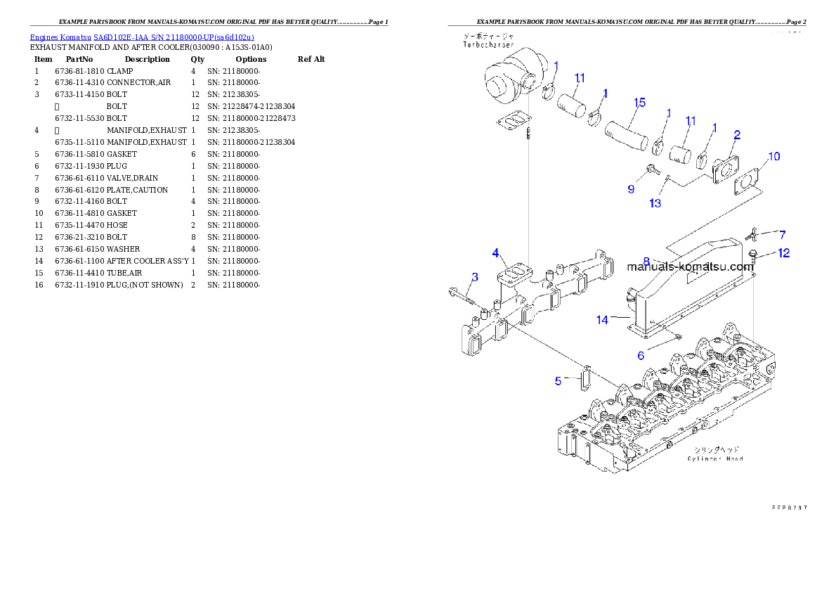 Protected: SA6D102E-1AA S/N 21180000-UP Partsbook