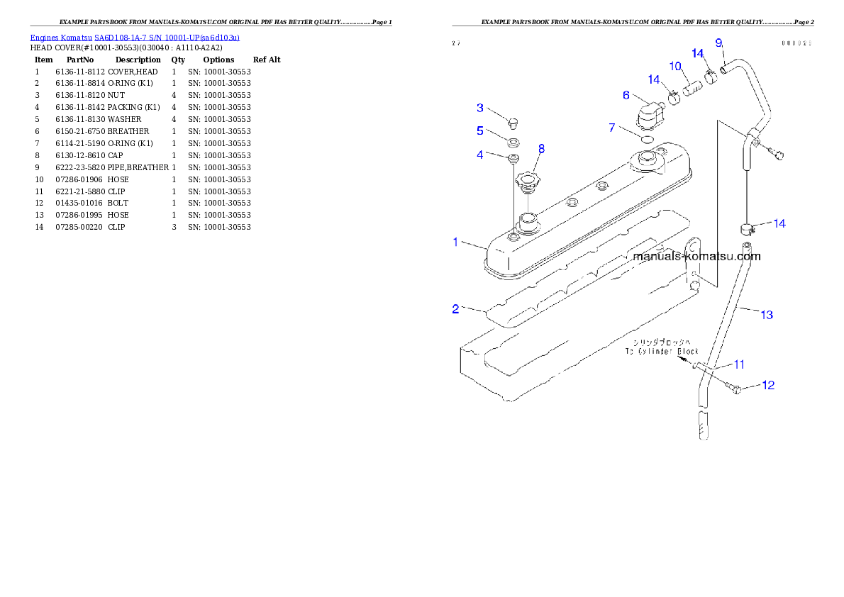 Protected: SA6D108-1A-7 S/N 10001-UP Partsbook