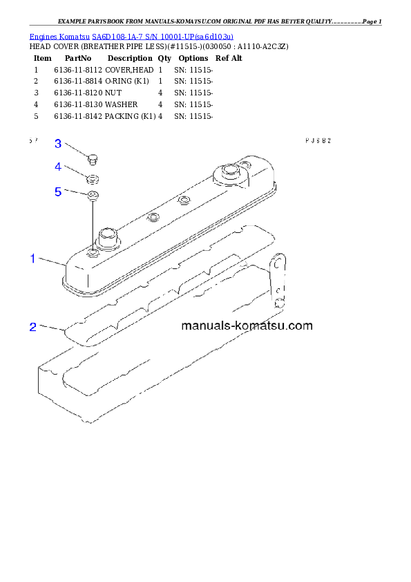 Protected: SA6D108-1A-7 S/N 10001-UP Partsbook